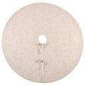Saro Lifestyle SARO 493.N56R 56 in. Embroidered Swirl Design Linen Blend Christmas Tree Skirt  Natural 493.N56R